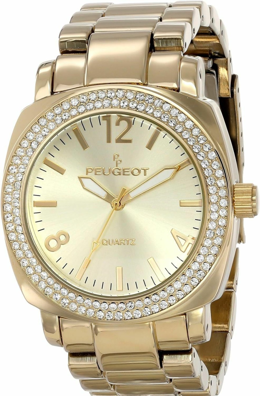 Peugeot Peugeot Women'S Boyfriend Oversized Watch With Swarovski Crystal Studded Bezel And Metal Link Bracelet Best