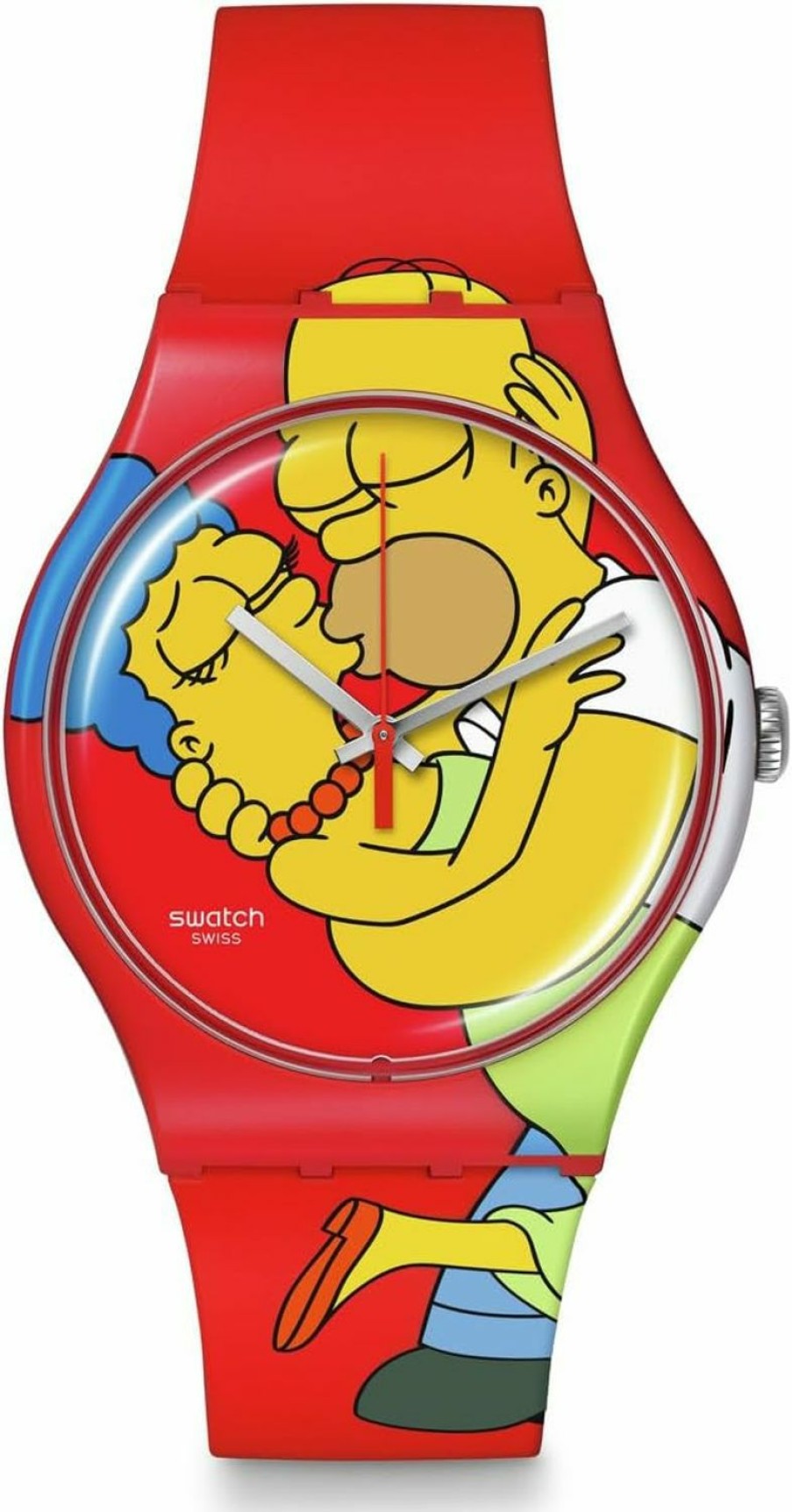 Swatch Swatch Simpsons Watch Red Uni Casual Bio-Sourced Quartz Sweet Embrace Clearance