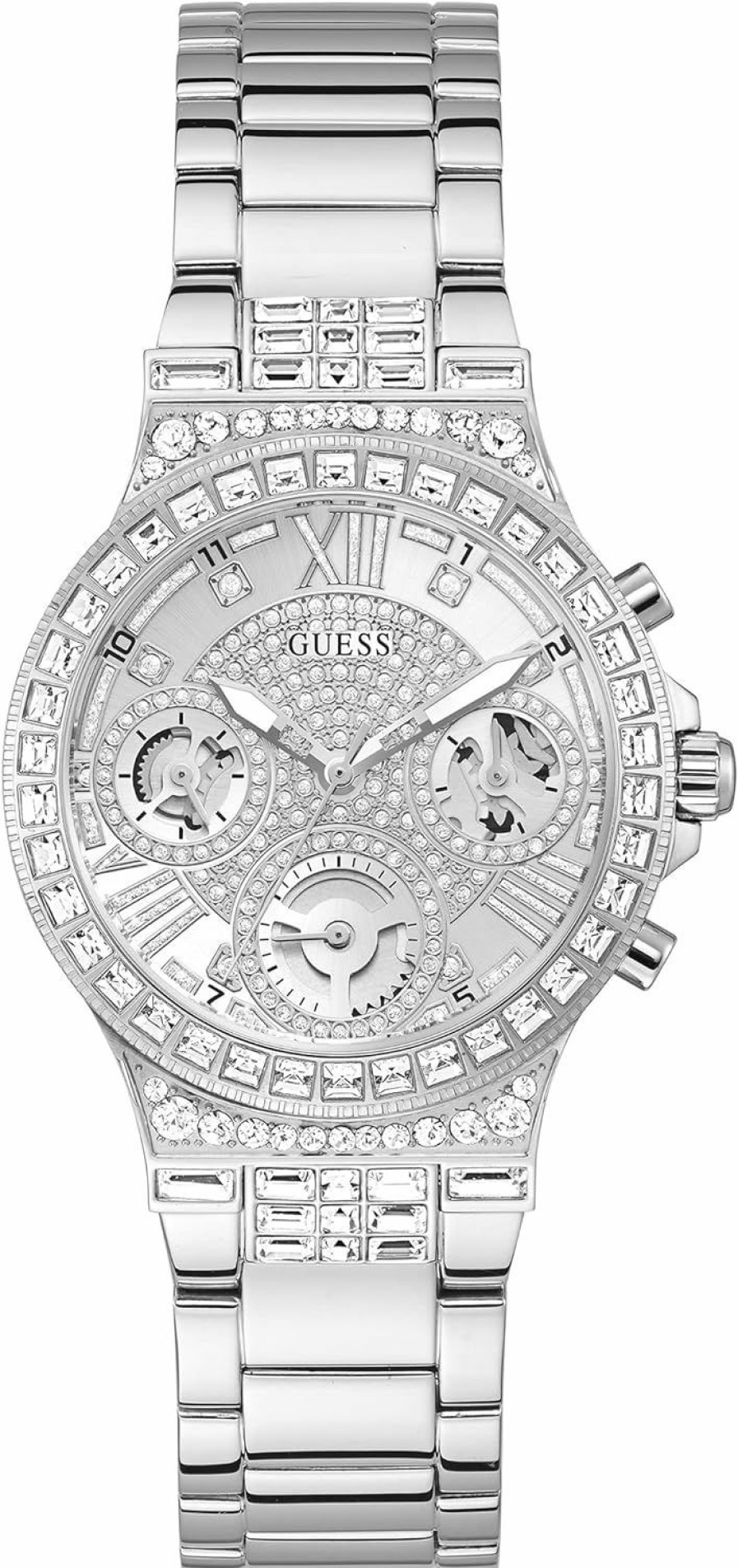 GUESS Guess Ladies Sport Multifunction Glitz With Crystals 36Mm Watch Pink Dial Rose Gold-Tone Stainless Steel Case & Bracelet Wholesale