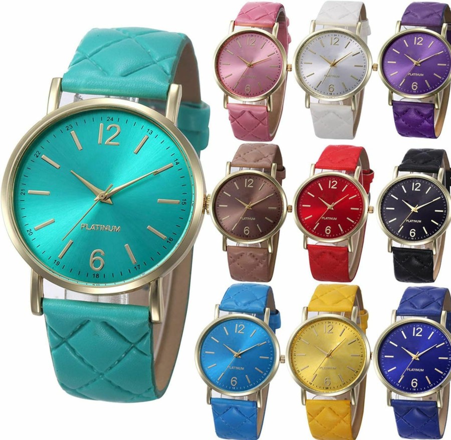 yunanwa Yunanwa 10 Pack Women Men Uni Platinum Watches Roman Leather Band Analog Quartz Wrist Watch Online