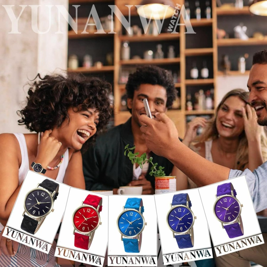 yunanwa Yunanwa 10 Pack Women Men Uni Platinum Watches Roman Leather Band Analog Quartz Wrist Watch Online