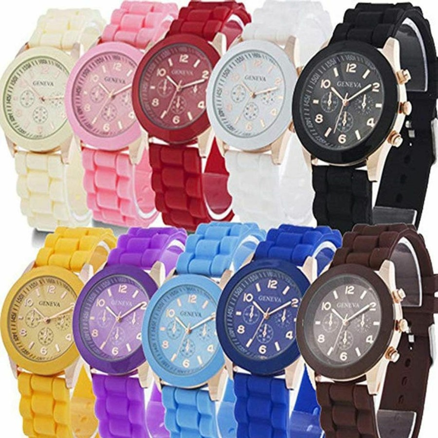 CdyBox Cdybox Wholesale 10 Assorted Women Men Silicone Casual Watch Quartz Wristwatch Candy Color Wholesale