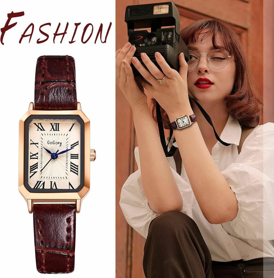 Avaner Avaner Women'S Square Watch, Leather Strap Quartz Wristwatch, Ladies Dress Wrist Watch, Elegant Slim Leather Watch For Girls Ladies Women Online