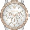 Michael Kors Michael Kors Mk6827 Tibby White Chronograph Glitz Dial Two Tone Rose Gold/Silver Bracelet Band Women'S Watch Best