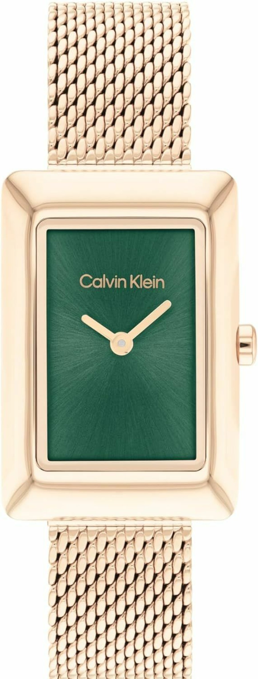 Calvin Klein Calvin Klein Women'S Ck Styled Wristwatch, Carnation Gold, Mesh Bracelet, Rectangular Case, Feminine Look, (Model:25200395) New