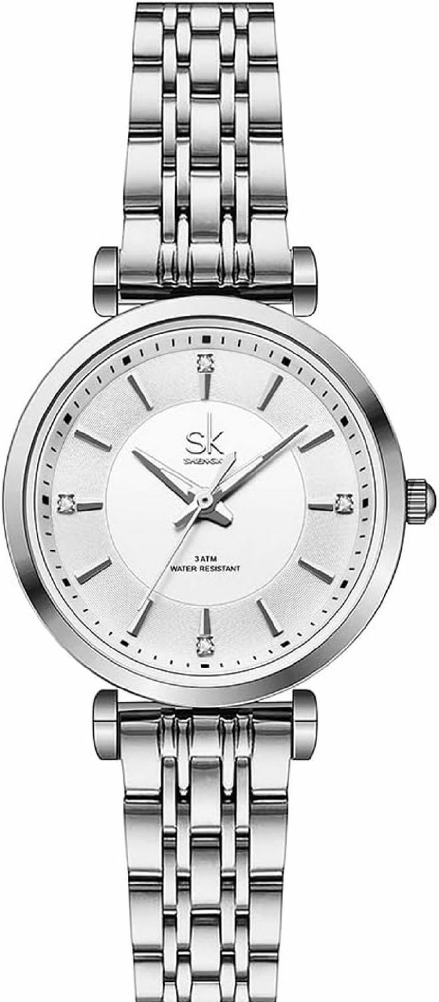 SHENGKE Shengke Sk Classic Women Watches Fashion Ladies Dress Watch Solid Stainless Steel Band Genuine Leather Strap New