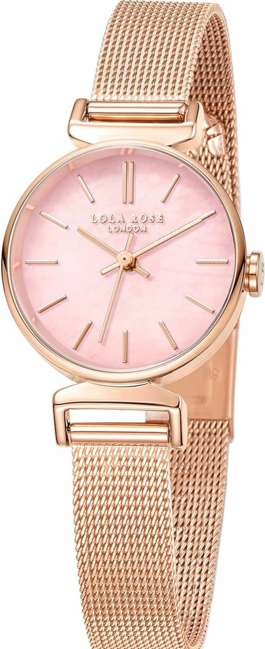 Lola Rose Lola Rose Women'S Pink Crystal Watch With Rose Gold Milanese Steel Band New