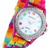 Lancardo Lancardo Women'S Quartz Watch Rhinestone Rainbow Color Silicon Jelly Fun Play Colorful Casual Dress Wrist Watches Hot