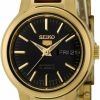 SEIKO Seiko Women'S Syme48 5 Automatic Black Dial Gold-Tone Stainless Steel Watch New