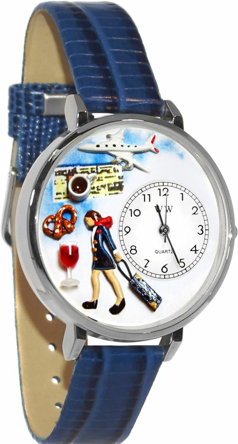 Whimsical Gifts Whimsical Gifts Women'S Flight Attendant 3D Watch | Gold Or Silver Finish Large | Unique Fun Novelty | Handmade In Usa Clearance