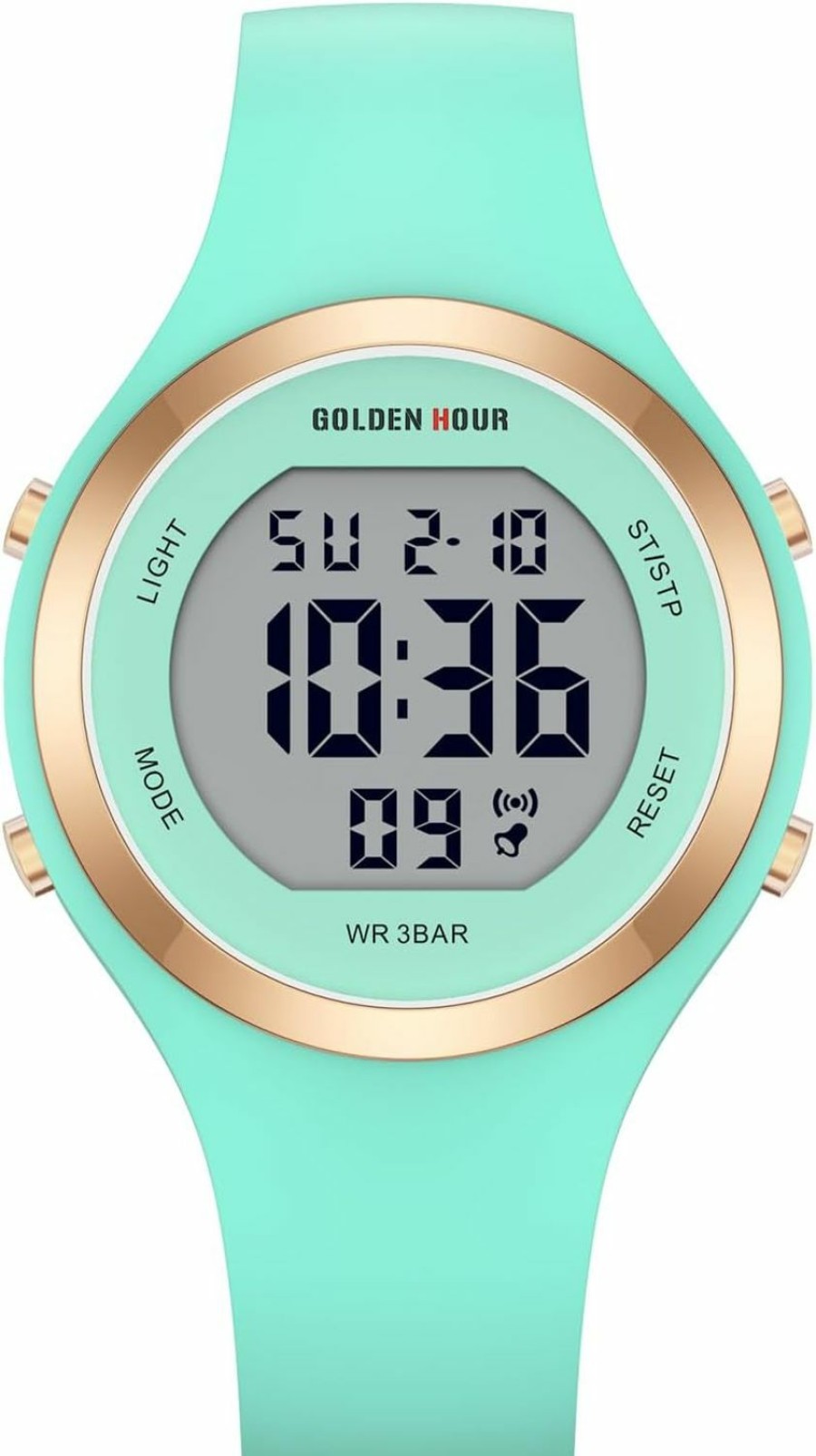 GOLDEN HOUR Golden Hour Waterproof Sport Women'S Digital Chronograph Silicone Strap Watch Hot