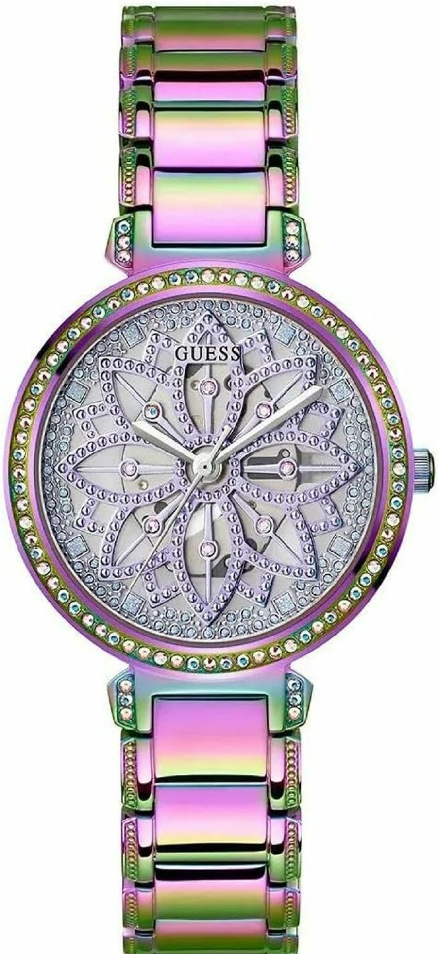 GUESS Guess Ladies 36Mm Watch - Iridescent Bracelet Lavender Dial Iridescent Case Hot