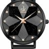 SHENGKE Shengke Sk Ultra Thin Minialist Creative Starry Sky Women Watch With Genuine Leather Stainless Steel Mesh Band Floral Watch New