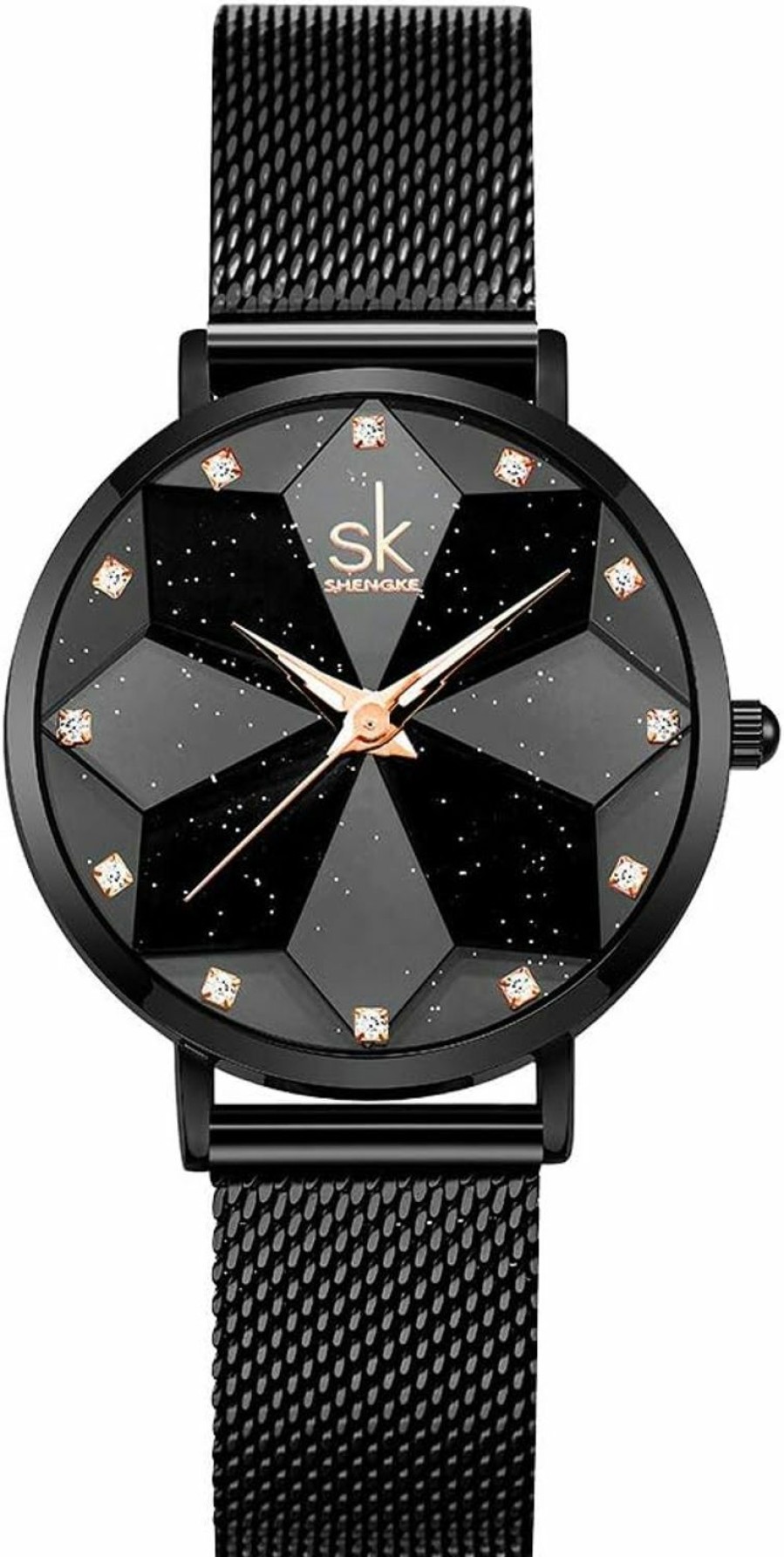 SHENGKE Shengke Sk Ultra Thin Minialist Creative Starry Sky Women Watch With Genuine Leather Stainless Steel Mesh Band Floral Watch New