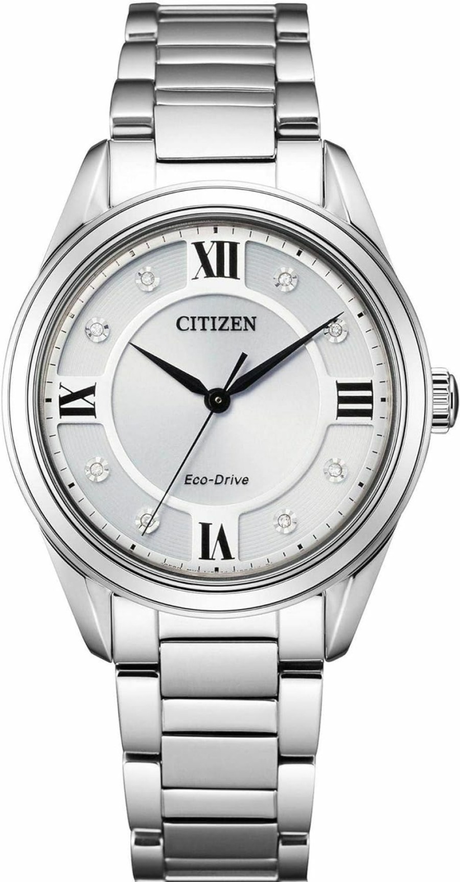 Citizen Citizen Ladies Eco-Drive Arezzo Diamond Stainless Steel Watch | 32Mm | Em0870-58A Hot