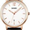 SKMEI Skmei Women'S Watches For Ladies Female Leather Band Big Face Large Waterproof Thin Minimalist Fashion Casual Simple Dress Quartz Analog With Date Luminous Young Girls Gift White Wrist Watch Online