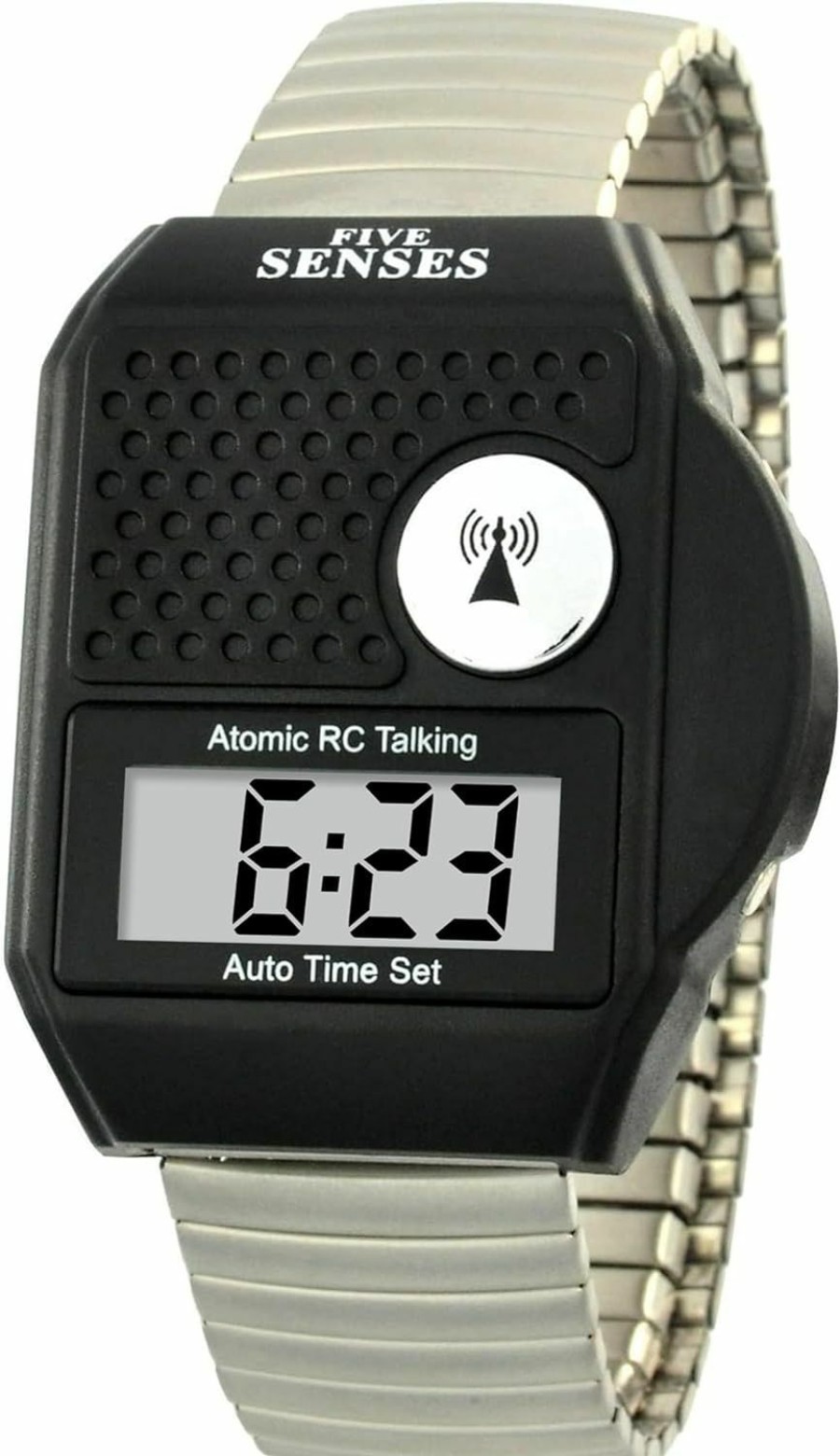 FIVE SENSES Five Senses - English Atomic Talking Watch, Easy To Use For Seniors Blind Men Women, Loud Talking Watch With Sound For Vision Impaired, Watches For Elderly Women, Blind People Products 1095 (Silver) Clearance