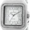 Peugeot Peugeot Swiss Women Genuine Ceramic Watch - Square Case With Swarovski Crystal Bezel And Bracelet Clearance