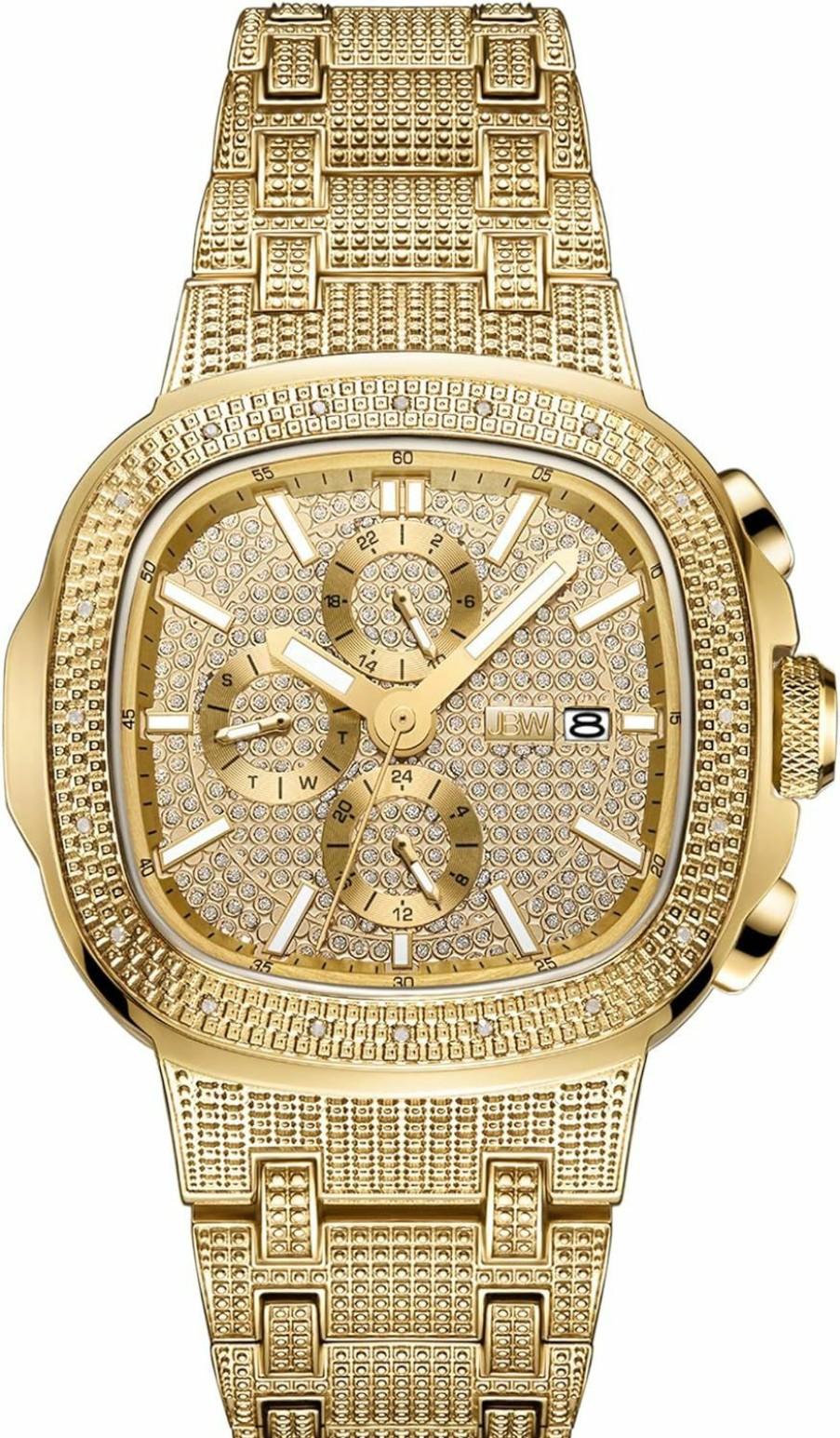 JBW Jbw Luxury Men'S Heist J6380 0.20 Ctw 20 Diamond Wrist Watch With Stainless Steel Bracelet, 47.5Mm New