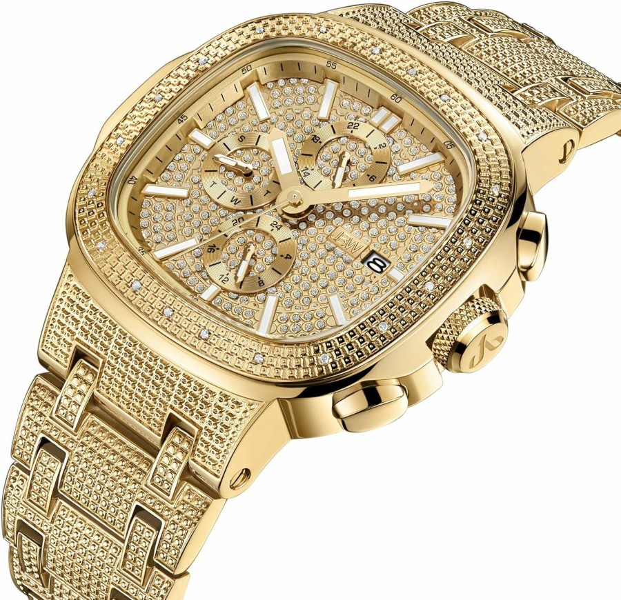 JBW Jbw Luxury Men'S Heist J6380 0.20 Ctw 20 Diamond Wrist Watch With Stainless Steel Bracelet, 47.5Mm New