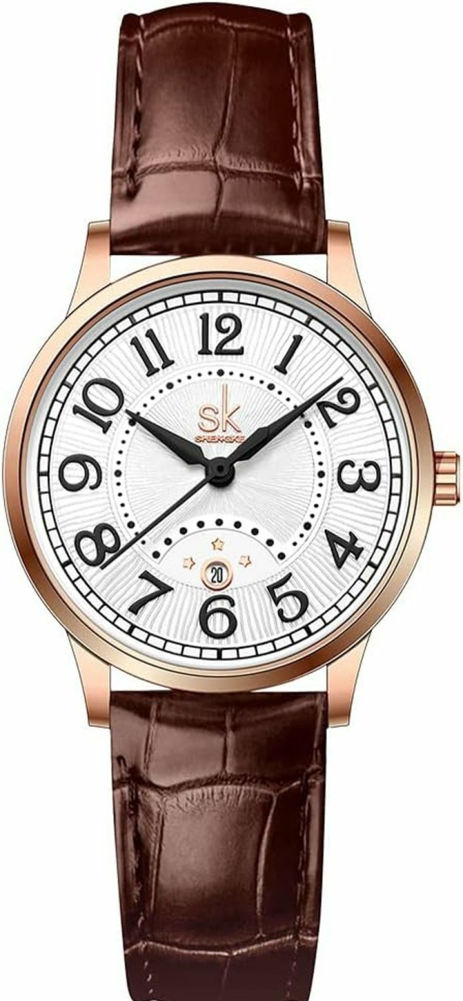 SHENGKE Shengke Sk Business Classic Women Watch With Genuine Leather Stainless Steel Band Elegantladies Watch (Rosegold-Brown) Wholesale