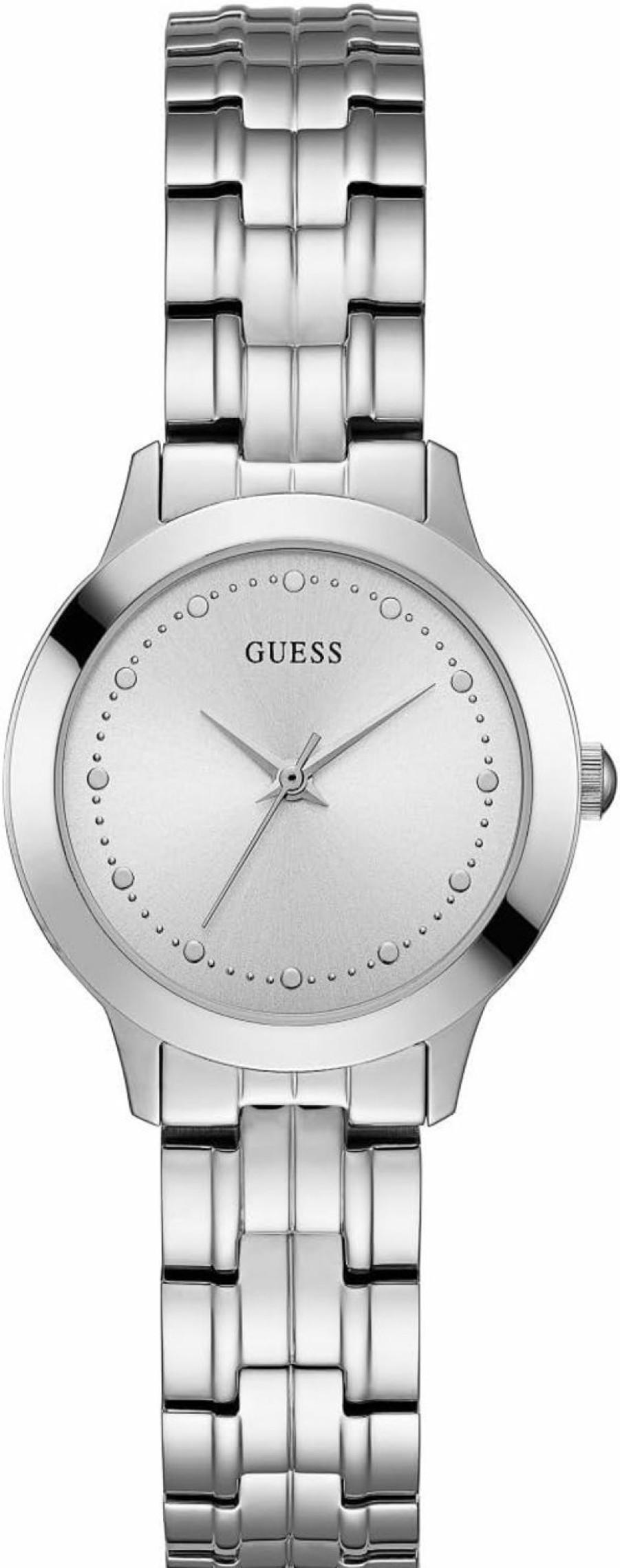 GUESS Guess Stainless Steel Mesh Bracelet Watch With Pink Genuine Diamond Dial. Color: Silver-Tone (Model: U1197L3) New