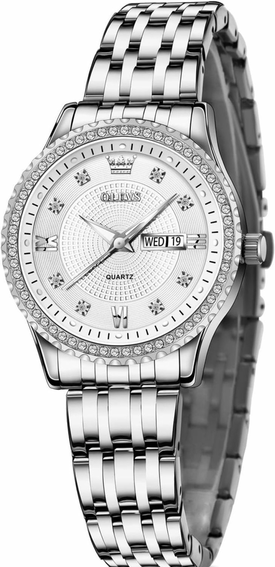 OLEVS Olevs Watches For Women Diamond Luxury Dress Women Watches Analog Quartz Waterproof Day Date Stainless Steel Wristwatch Best