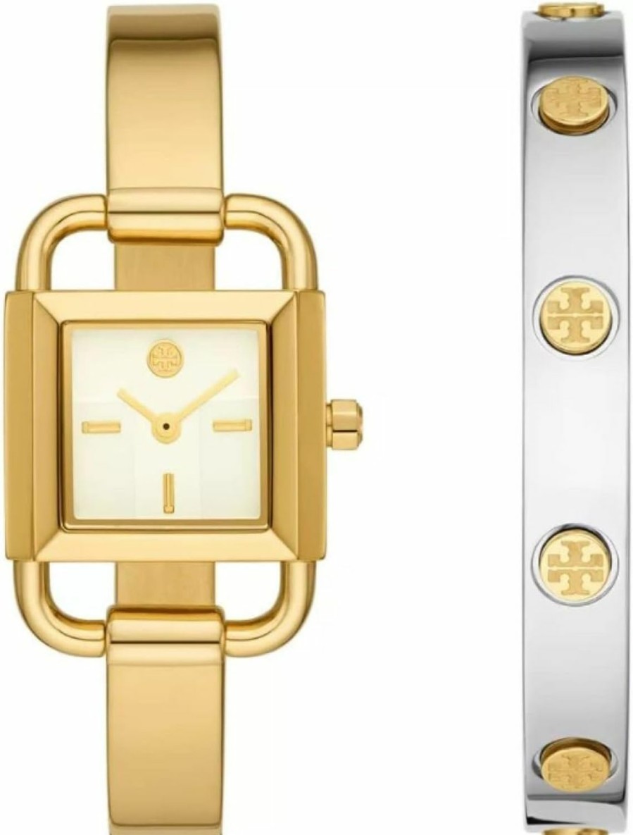 Tory Burch Tory Burch Tbw7257 Cream Dial Gold Tone Stainless Steel Bracelet Band With Two Tone Bracelet Band Phipps Watch Women'S Gift Set Hot