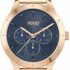 HUGO Hugo #Friend Women'S Multifunction Stainless Steel And Link Bracelet Casual Watch, Color: Gold Plated (Model: 1540091) New