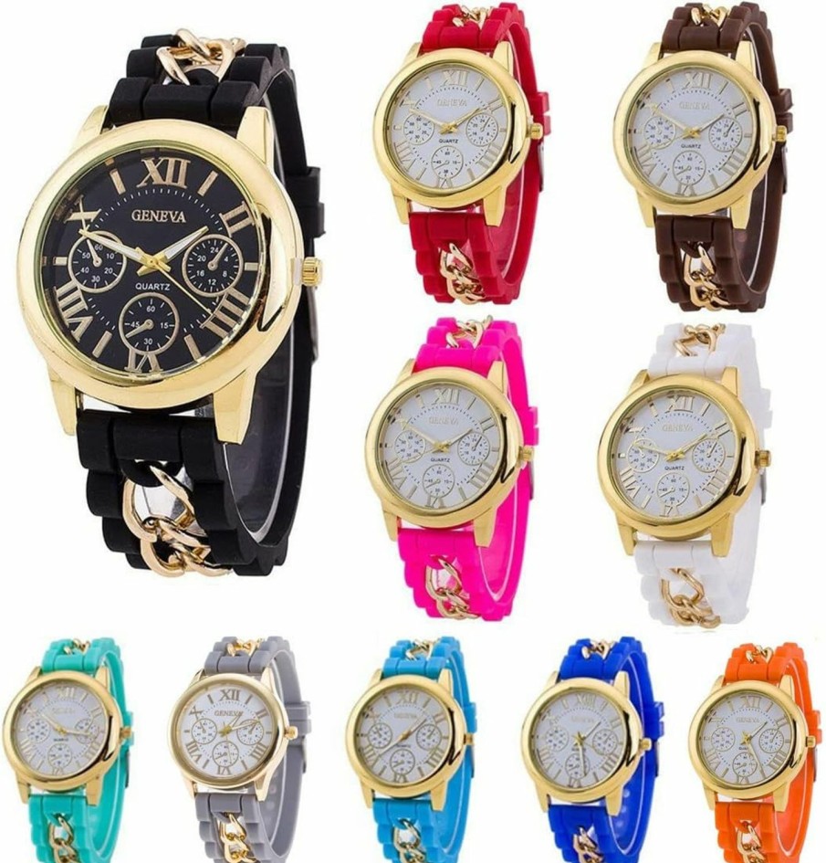 CdyBox Cdybox Women Men Silicone Band Wholesale 10 Assorted Quartz Watches Jelly Gel Bracelet New