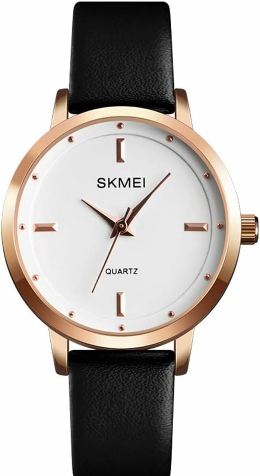 SKMEI Skmei Watches For Women Ladies Black Leather Band Fashion Simple Small Light Minimalist Thin Waterproof Casual Dress Analog Quartz Young Girl Female Gifts Wrist Watch Hot