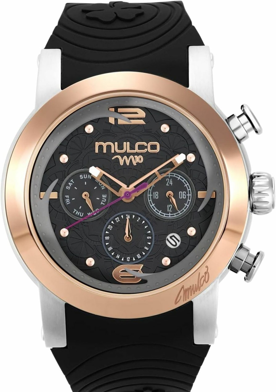 MULCO Mulco Blue Marine Women'S Watch Quartz Multifunctional Movement Stainless Steel And Silicone Band Premium Analog Display Crystals Tones And Rose Gold Accents Water Resistant Online