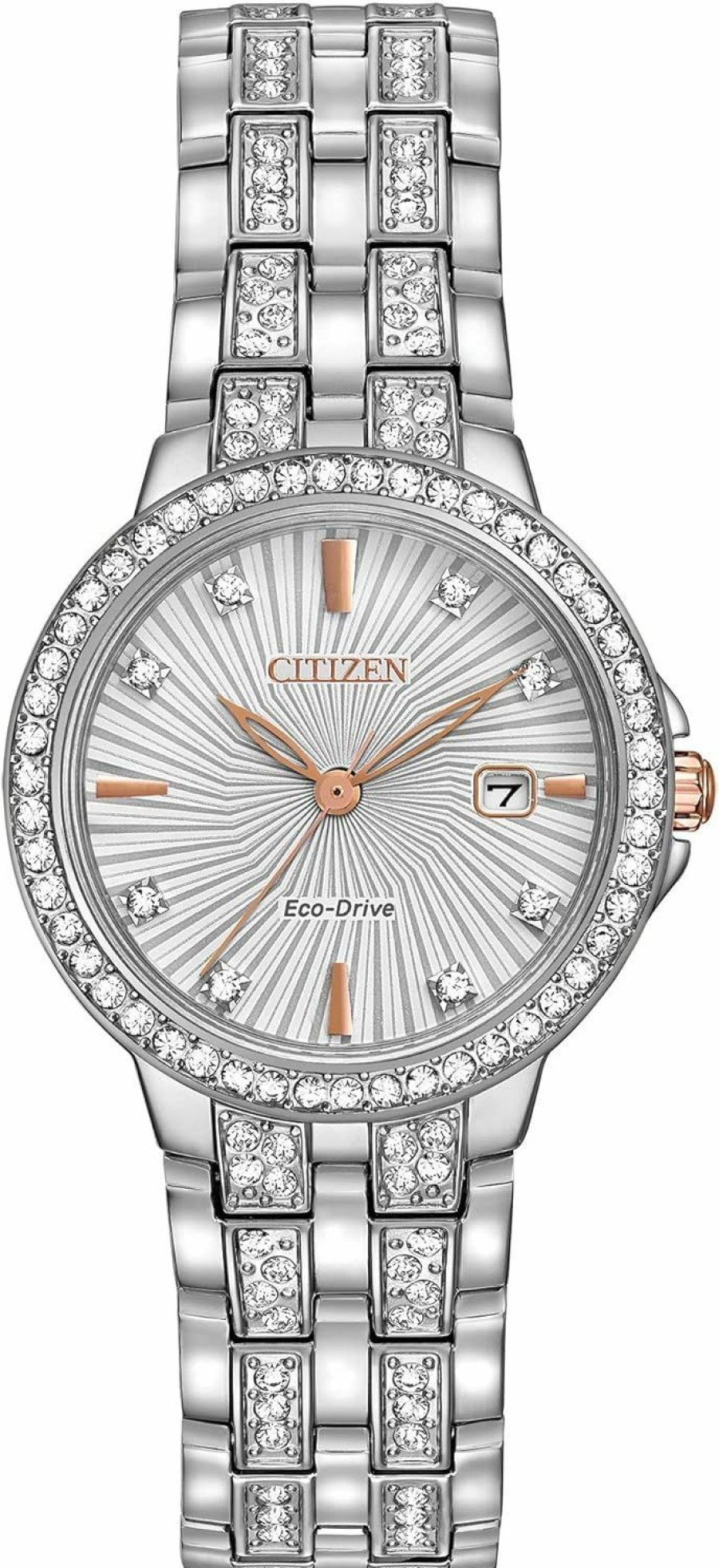 Citizen Citizen Ladies' Silhouette Crystal Eco-Drive Watch, 3-Hand Date, Stainless Steel Clearance