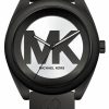 Michael Kors Michael Kors 7138 Janelle Black Silicone Strap Women'S Watch New