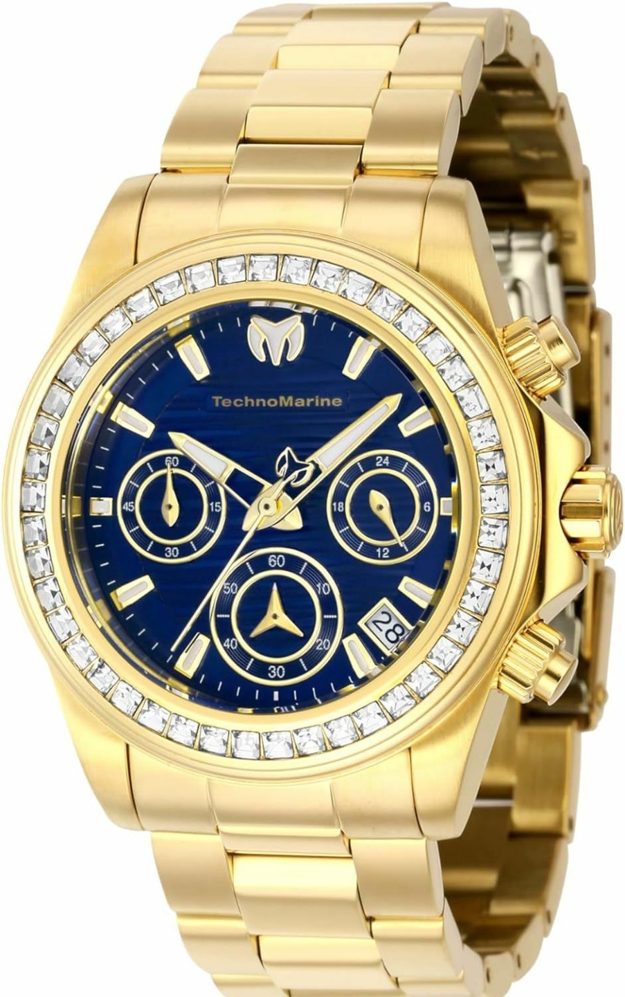 TechnoMarine Technomarine Manta Chronograph Gmt Quartz Crystal Blue Dial Ladies Watch Tm-222014 Clearance