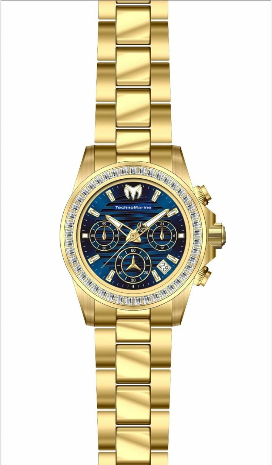 TechnoMarine Technomarine Manta Chronograph Gmt Quartz Crystal Blue Dial Ladies Watch Tm-222014 Clearance