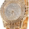 Smalody Smalody Round Luxury Women Watch Crystal Rhinestone Diamond Watches Stainless Steel Wristwatch Iced Out Watch With Japan Quartz Movement For Women | Simulated Lab Diamonds Hot