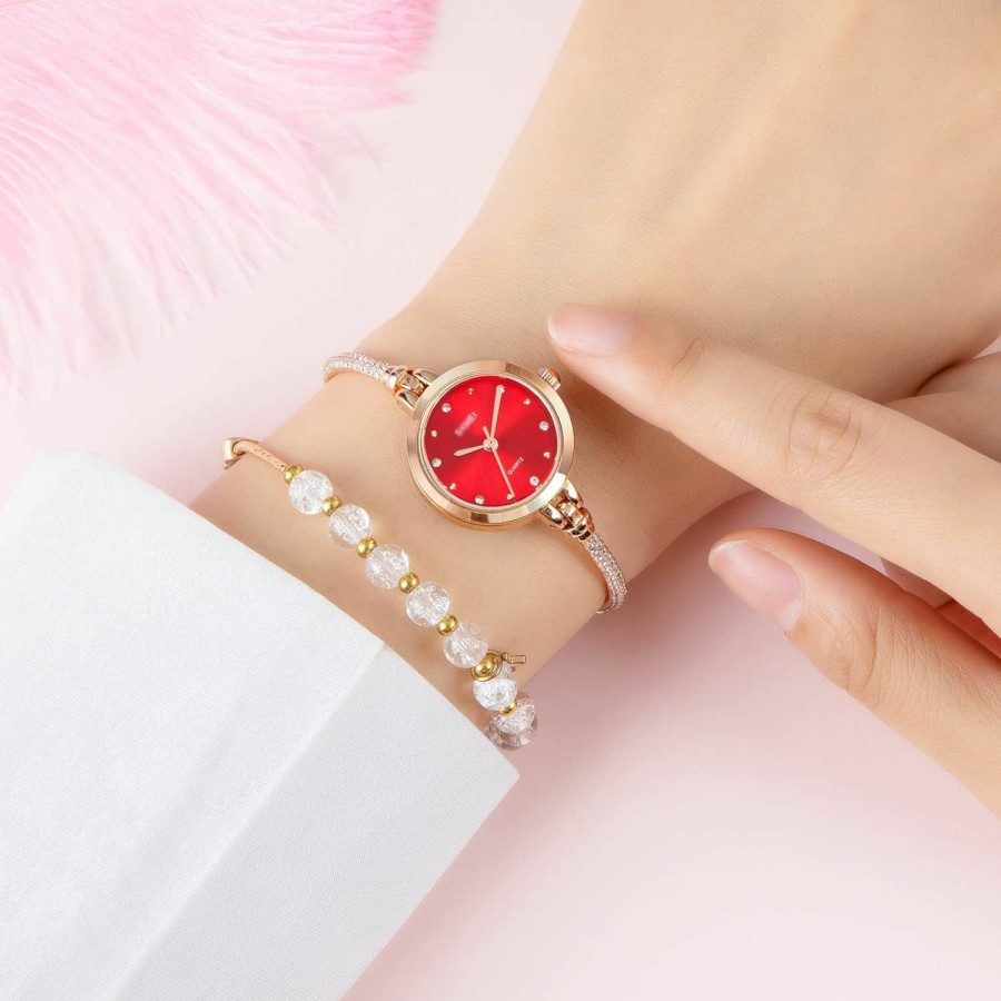 TOOCAT Toocat Women Analog Quartz Watch Bling Rose Gold Watches With Glitter Diamonds Bracelet Waterproof Quartz Wristwatch For Female Girls Student New