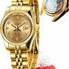 OLEVS Olevs Automatic Watches For Womens Ladies Gold And Silver Stainless Steel Waterproof Date Wrist Watches Luxury Dress Classic Style Hot