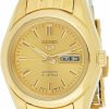 SEIKO Seiko Women'S Syma38K 5 Automatic Gold Dial Gold-Tone Stainless Steel Watch Clearance