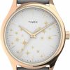 Timex Timex Women'S Starstruck 32Mm Watch Rose Gold-Tone Case White Dial With Gray Leather Strap Best