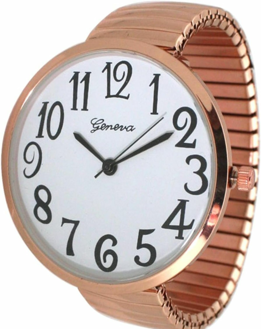 Unknown Geneva Super Large Stretch Watch Clear Number Easy Read (Rose Gold) Best