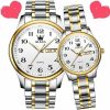 OLEVS Olevs His And Her Couple Watches Business Men Women Couple Set Pair Black Watch Matching Romantic Quartz Stainless Steel Waterproof Date Clearance