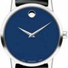 Movado Movado 0607318 Black Leather Blue Dial Stainless Steel Women'S Movado Museum Classic 28Mm Watch Clearance