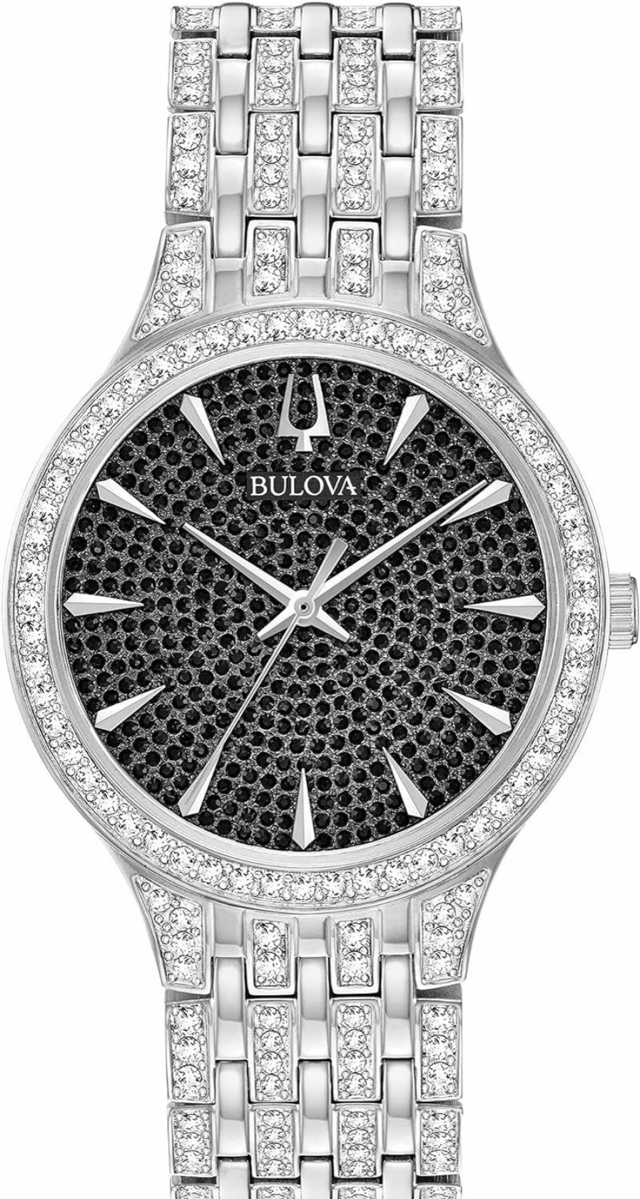 Bulova Bulova Crystal Pave 3-Hand Quartz Slim Case Watch New