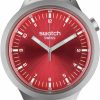 Swatch Swatch Uni Dress Red Stainless Steel Quartz Big Bold Irony Forest Scarlet Shimmer Hot