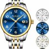 Taxau Taxau Women Watch Silver Stainless Steel Classic Waterproof Womens Watches Small Face Easy To Read Quartz Elegent Fashion Watches For Women With Date Silver/White/Blue/Dial Ladies Two Tone Watch New