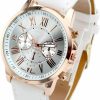 Top Plaza Top Plaza Fashion Women'S Analog Watch, Pu Leather Band Rose Gold Tone - White New