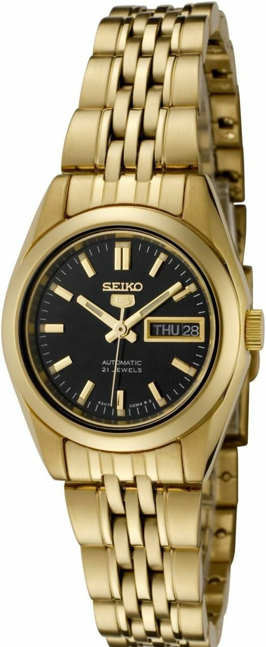 SEIKO Seiko Women'S Syma40K 5 Automatic Black Dial Gold-Tone Stainless Steel Watch Hot