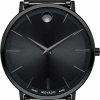 Movado Movado Ultra Slim Black Dial Stainless Steel Men'S Watch 0607210 Best